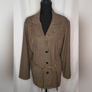 Houndstooth Blazer With Belt By Notations Clothing Company